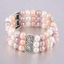 Load image into Gallery viewer, 100% Natural Freshwater 8-9 mm Pearl Bracelets for Women as Jewelry Gift Multi Color 3 Layers Bangles