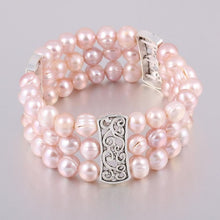 Load image into Gallery viewer, 100% Natural Freshwater 8-9 mm Pearl Bracelets for Women as Jewelry Gift Multi Color 3 Layers Bangles